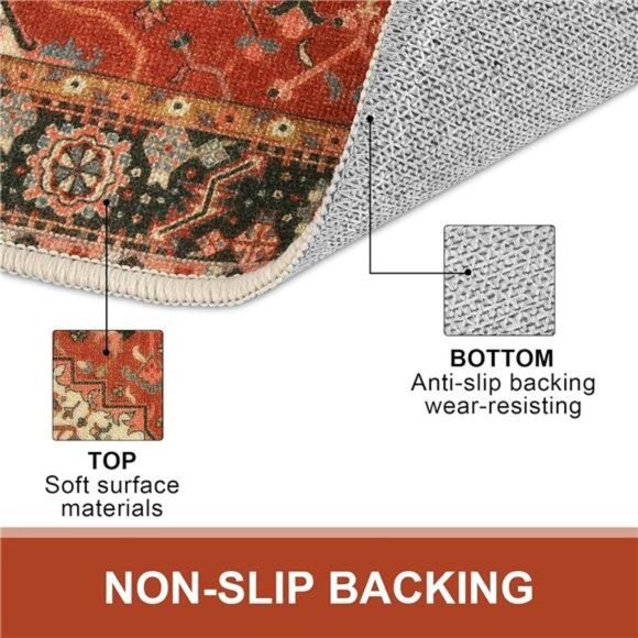 Washable Indoor Door mat, Non Slip Retro Entryway Rug 20" x 32" Doormat - Picture 2 of 6